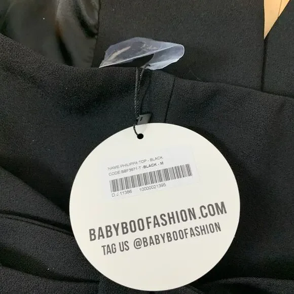 NWT BABYBOO Philippa Button Front Vest Top Shirt Black Size Medium - Picture 6 of 7